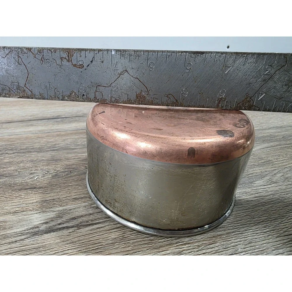 Vtg. Revere Ware 1801 Sauce Pan 1 Qt Stainless Steel Copper Clad Bottom W/ Lid
